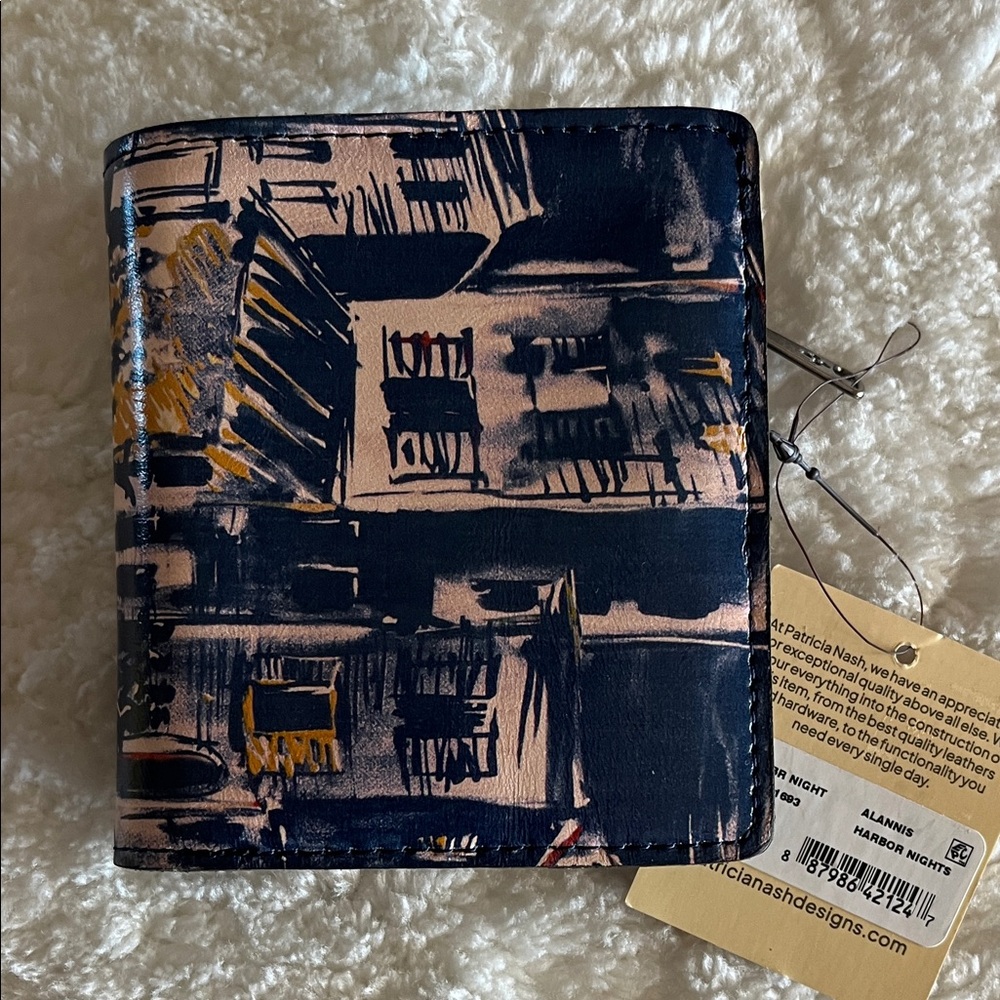 Patricia Nash Harbor Nights Zip Wallet in Navy, Tan & Gold Accents NWT